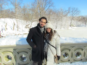 Con el cumpleañero en la nieve en Central Park